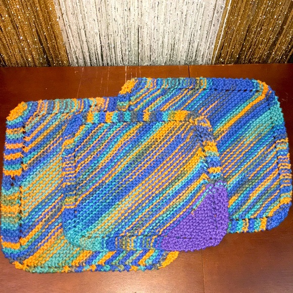 Handmade Organic Cotton Washcloth Trio - Picture 1 of 3